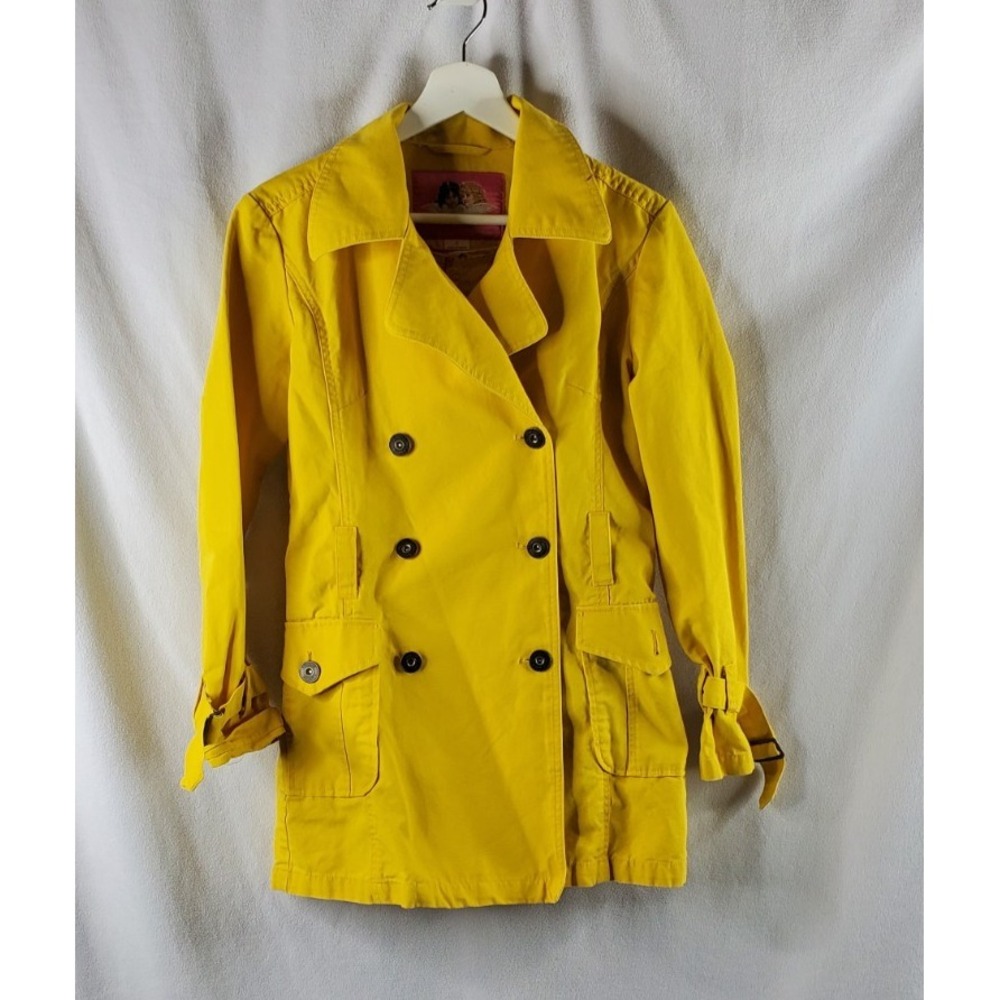 Vintage Fiorucci Women's Small Yellow Dbl-Breasted Trench Coat